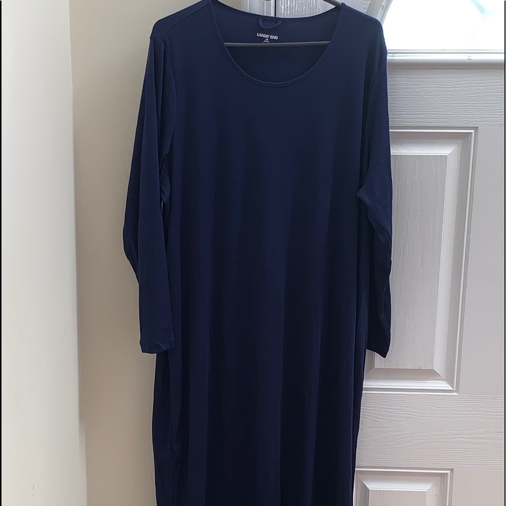 Lands’ End Full Length Dress (2X). Navy Blue.